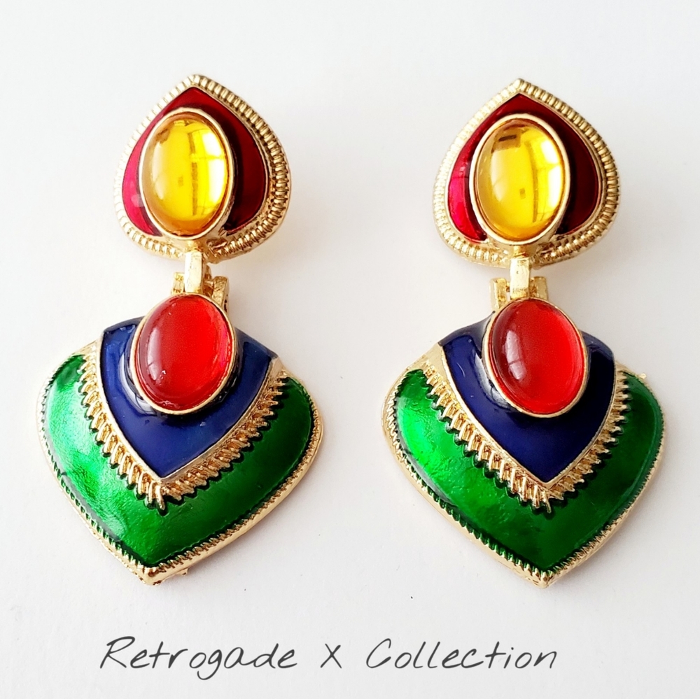 Retro Multicolor Statement Earrings